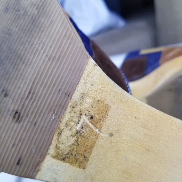 Bratz vintage Steve Madden patch work platform wedge square toe slide sandals - Picture 3 of 10